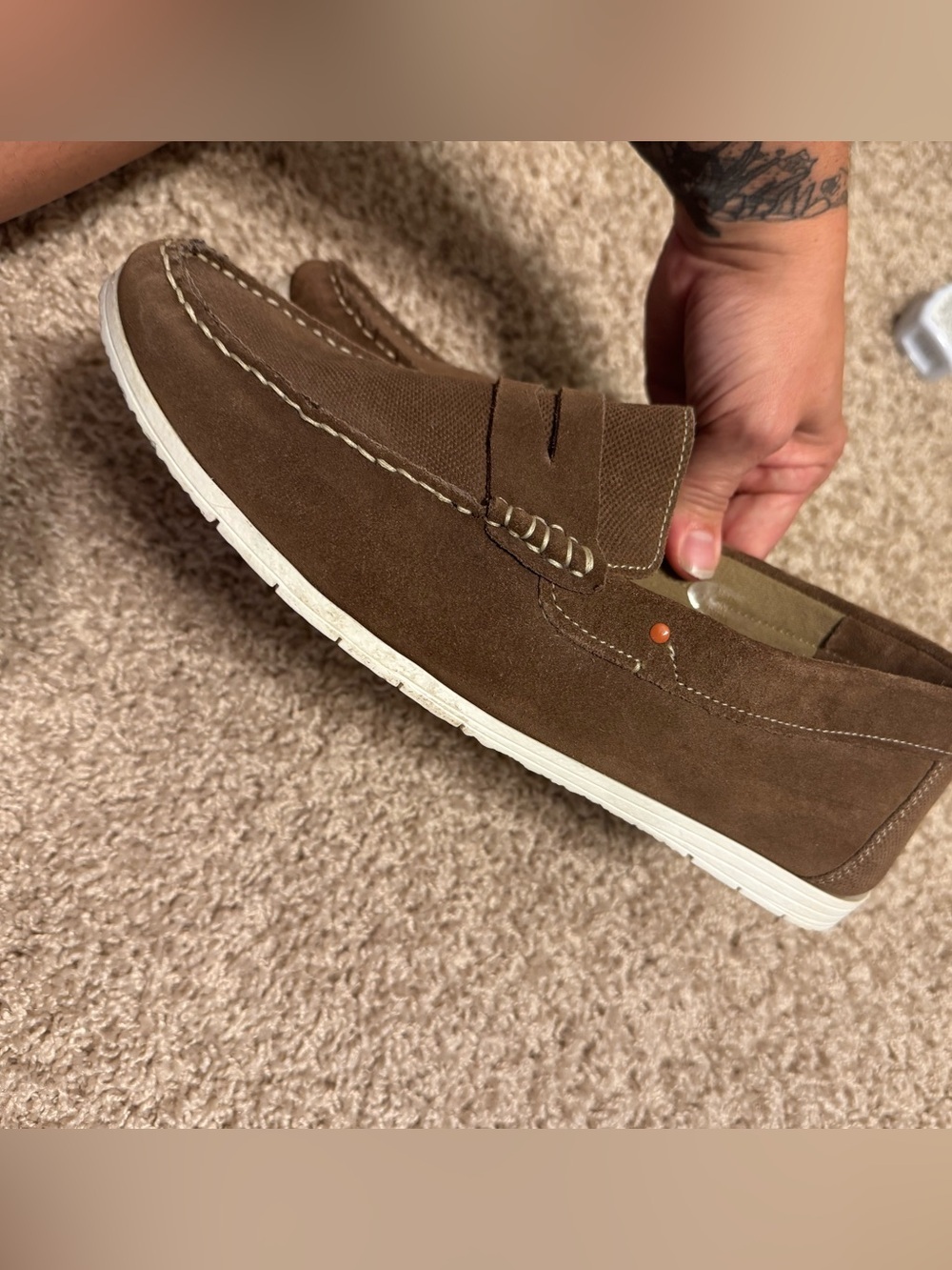 Modern Fiction Men's Brown Suede Penny Loafers Parker Style 9.5 - Picture 7 of 7